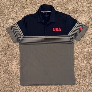Adidas Men's Black and Gray USA Polo